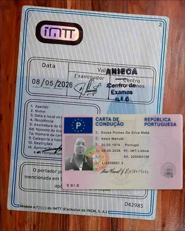 Carta de condução portuguesa emitida pelo IMT — exemplo 6