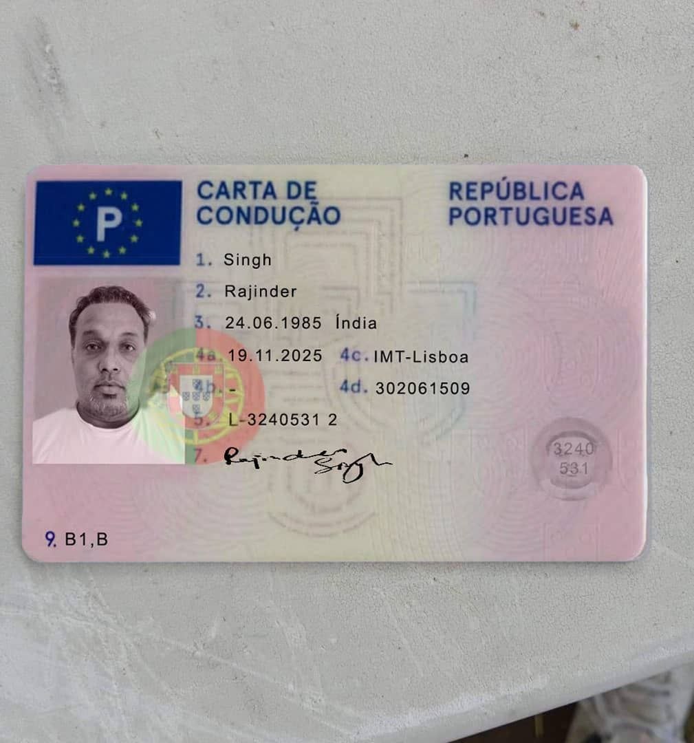 Carta de condução portuguesa emitida pelo IMT — exemplo 2